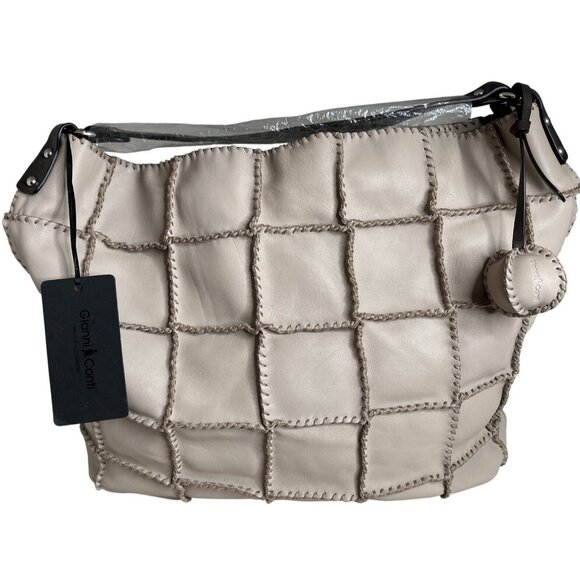 Gianni Conti Leather Patchwork Handbag With Detachable Strap & Tag